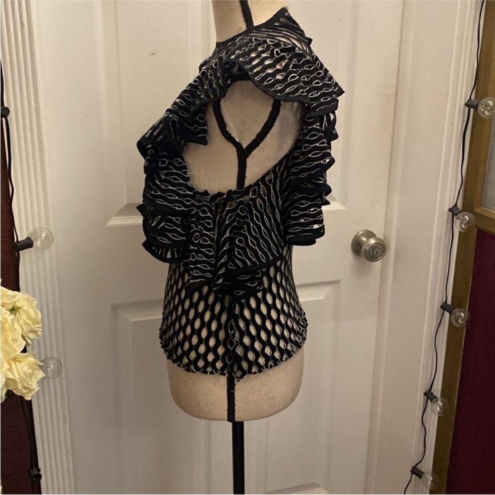 Beaufille Black Ruffled Women's Top, S - Picture 6 of 7